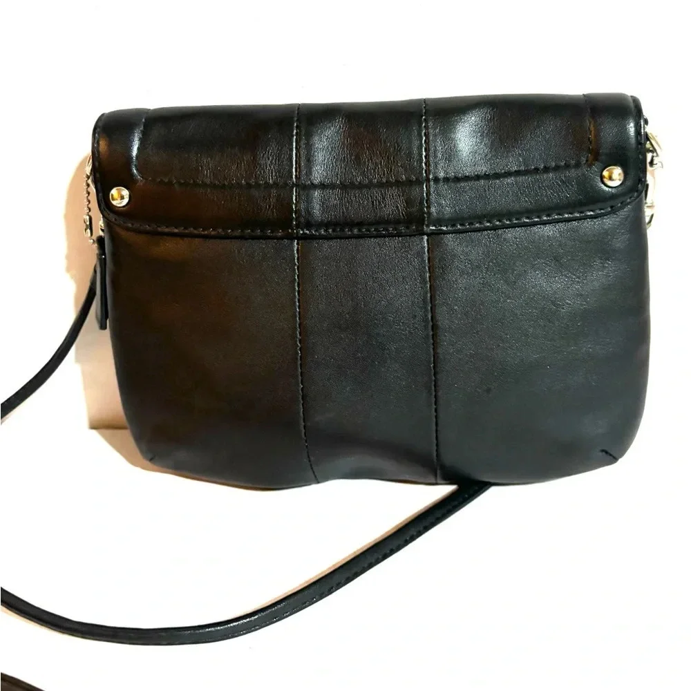 Coach black leather crossbody handbag